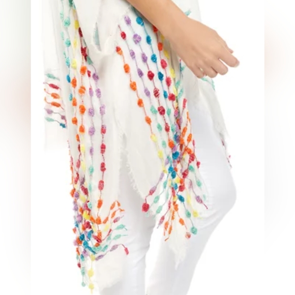 Pom Pom Rainbow Topper from Accessory Street is perfect for just a lite coverup - Picture 2 of 6